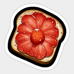 Strawberry Toast Kawaii Yummy Strawberries Sandwich Vintage Retro Bread Loaf Sticker